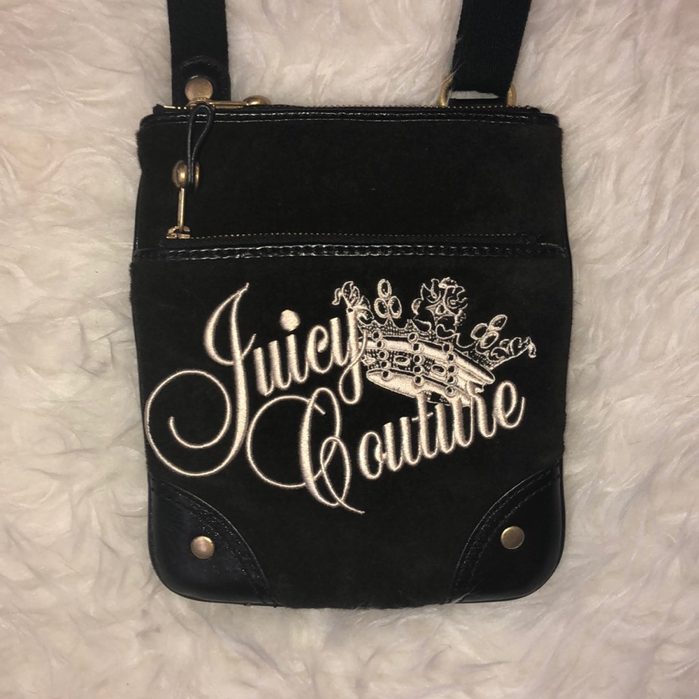 Juicy Couture Black Velour Retro Crossbody Purse